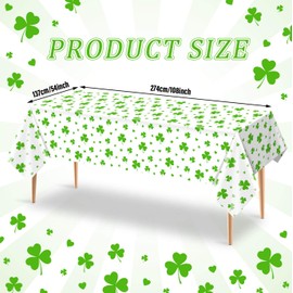 Vanulus 3Pcs Green Shamrock Bushes St. Patrick's Day Tablecloths Seasonal Spring Holiday Waterproof Plastic Table Cover for St Patricks Day Party Supplies Table Decor 108 x 54In