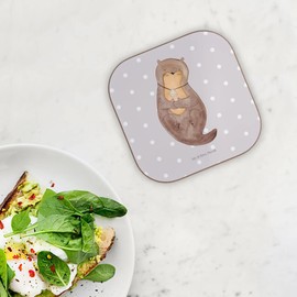 Mr. & Mrs. Panda Drink Coasters Otter Shell Gift Cute Coaster for Glasses Glass Coasters Otter Love Sea Otter Fish Otter Office