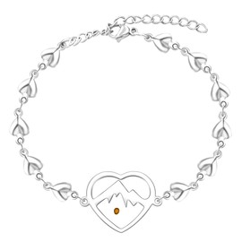 Yongxu Heart Mountain Faith Stainless Steel Heart Chain Bracelet - Religious Inspiration Mustard Seed Adjustable Women's Bracelet