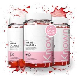 Marine Collagen Gummies by Known Nutrition with Vitamin C | 60 One-a-Day 500mg Hydrolysed Marine Collagen Gummies | Supporting Hair, Skin & Nails | Pomegranate Flavour (3)