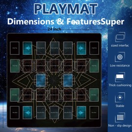 Cylvenor 24x24 Rubber Unique dice and Storage Bag for yugioh playmat with Zones, Perfect for yugioh mat and Duel Disk Accessories (Black1)