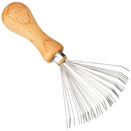 Cellar brush and comb cleaner with wooden handle for all brush sizes