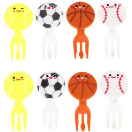 8Pcs Multicolour Mini Football Sport Fruit Fork Mini Cartoon Food Picks Children Snack Fruit Fork Fun Bento Picks Mini Cartoon Toothpick Animal Food Picks for Kids Cocktail Picks