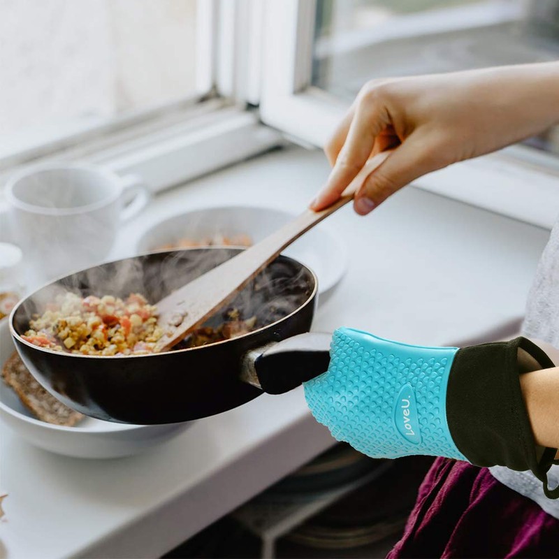 Loveuing Kitchen Oven Gloves - Dual-Layer Heat Resistant Grilling Gloves,