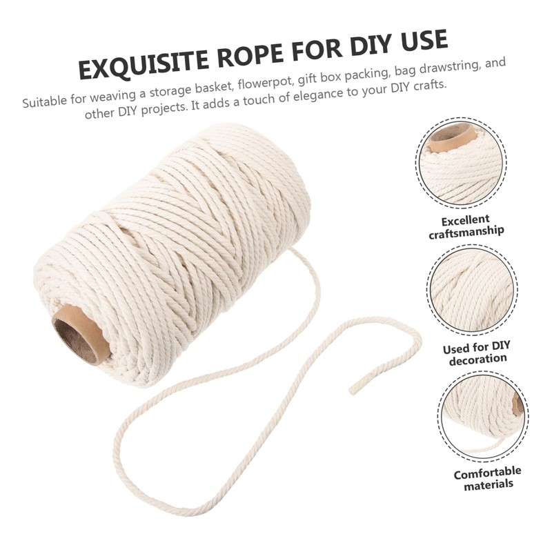 Operitacx 1roll Cotton Macrame Rope Multi-function Tapestry Cord for Weaving