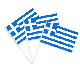 50 Packs Greece Small Buntings on Sticks Hand Waving Bunting Hand Held Mini Solid Bunting Small Buntings on Stick Party Garden Decorations Sporting Events Outdoor Decorations 14 * 21cm/5.5 * 8.2in