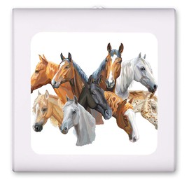 Plug in Dimmable LED Night Light with Dusk to Dawn Auto Sensor, Adjustable Brightness, Warm Light, Auto On-Off Nightlight for Bathroom, Hallway, Nursery, Bedrooms - Wild Horses