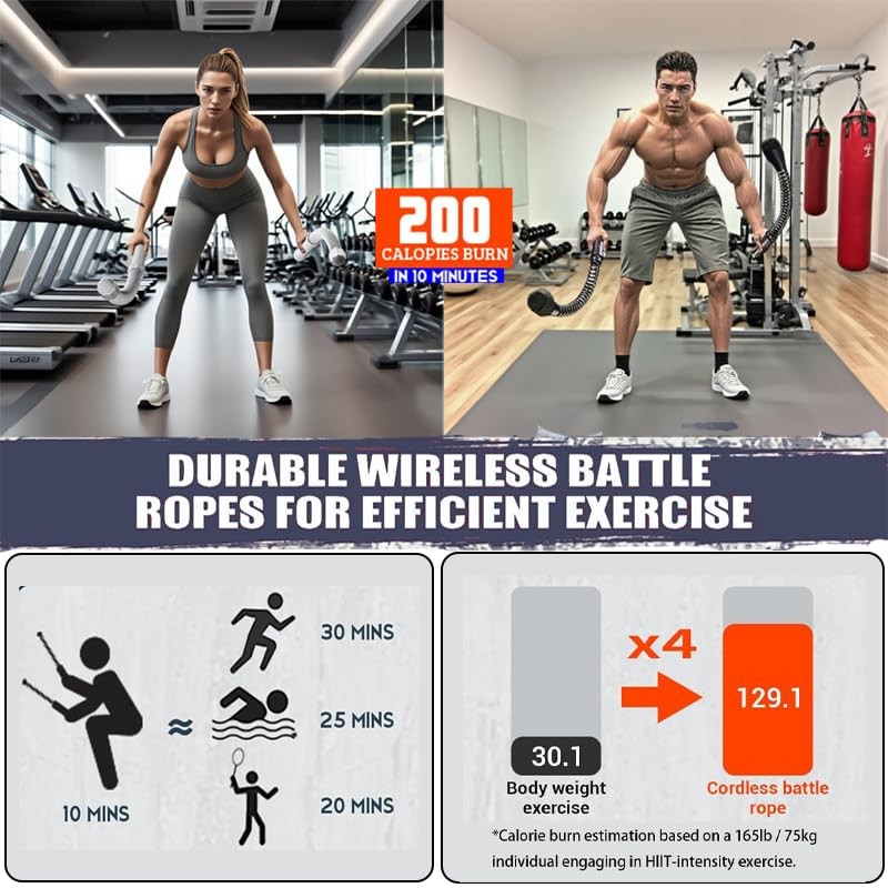 Konbison Battle Ropes for Home Gym Heavy Exercise Training Workout,