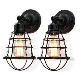 Farmhouse Wall Sconces 2pack, Vintage Wall Light Fixtures, Industrial Wire Cage Wall Sconces, Modern Sconces Wall Lighting, Retro Wall Mount Light for Bedroom Hallway