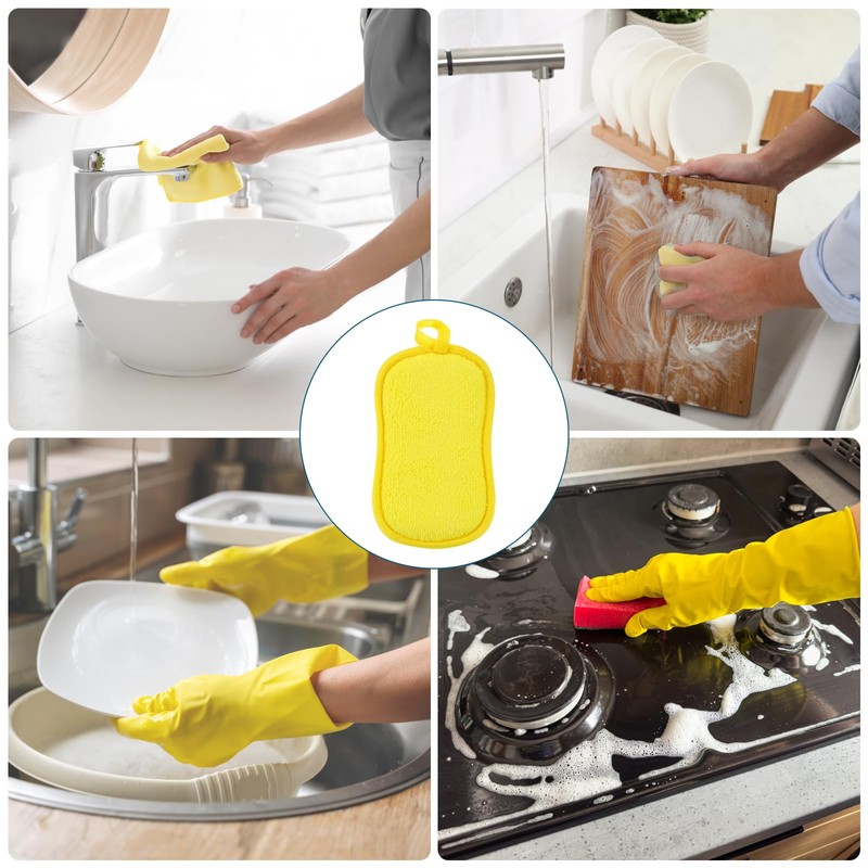 sourcing map Multipurpose Kitchen Dish Sponge Scrubber, 5 Pcs Non