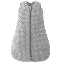 FILLEEP Fleece Baby Sleep Sack 12-18 Months 2.5 Tog with Plush Dots, Winter Baby Wearable Blanket for Infant Toddler Sleeping Sack 2-Way Zipper Warm Sleep Sack, Grey
