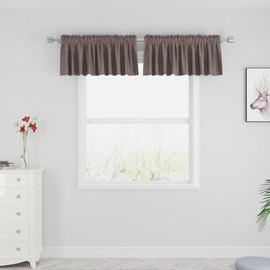 UPOPO - Cortinas de baño de color café con aislamiento para cocina, cortinas de nivel de cocina, sobre el fregadero, con textura de lino de 16 pulgadas de largo, mini caravana corta para baño, cortina