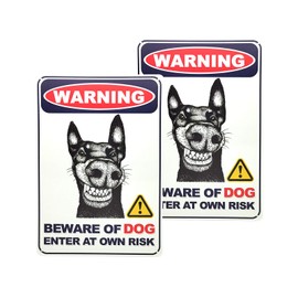 Sosolong Beware of Dog Sign，Enter at own risk - 2 Pack 8 inch x 12 inch Made Of Tin Material，Professional Graphics- Easy to Mount- Indoor Or Outdoor Use- Beware of Dog Warning Signs (Beware Dog)