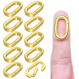 10Pcs Oval Clasp Carabiner Necklace Clasps and Closures Spring Ring Clasp Pearl Necklace Enhancer Connector for Jewelry Finding Necklace Bracelet Making