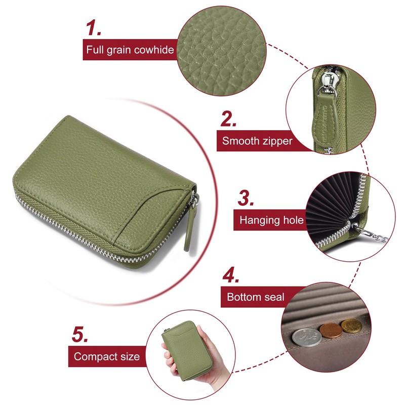 GADIEMKENSD Credit Card Holder RFID Protection Leather Wallet 14 Compartments