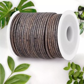BRANDX Premium Quality 2mm Genuine Round Leather String Cord - Stylish Grey Distressed