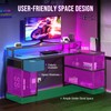 DUMOS Gaming Desk, Monitor Stand, LED Lights, Storage Shelves