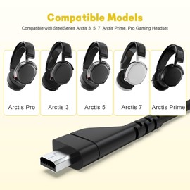 Lusgawer Replacement 3.5mm Headphone Audio Cable Aux Cord Compatible with SteelSeries Arctis 3, Arctis Pro, Arctis 5, Arctis 7, Arctis Prime, Arctis Pro Gaming Headset, 5 Feet
