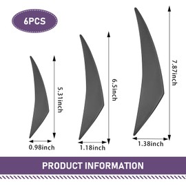 Ferianl 6PCS Car Spoiler Canards Kit, Auto Front Bumper Lip Splitter, Self-Adhesive Body Anti-Collision Diffuser, Universal Auto Soft Rubber Decorative Stickers Accessories (Black)