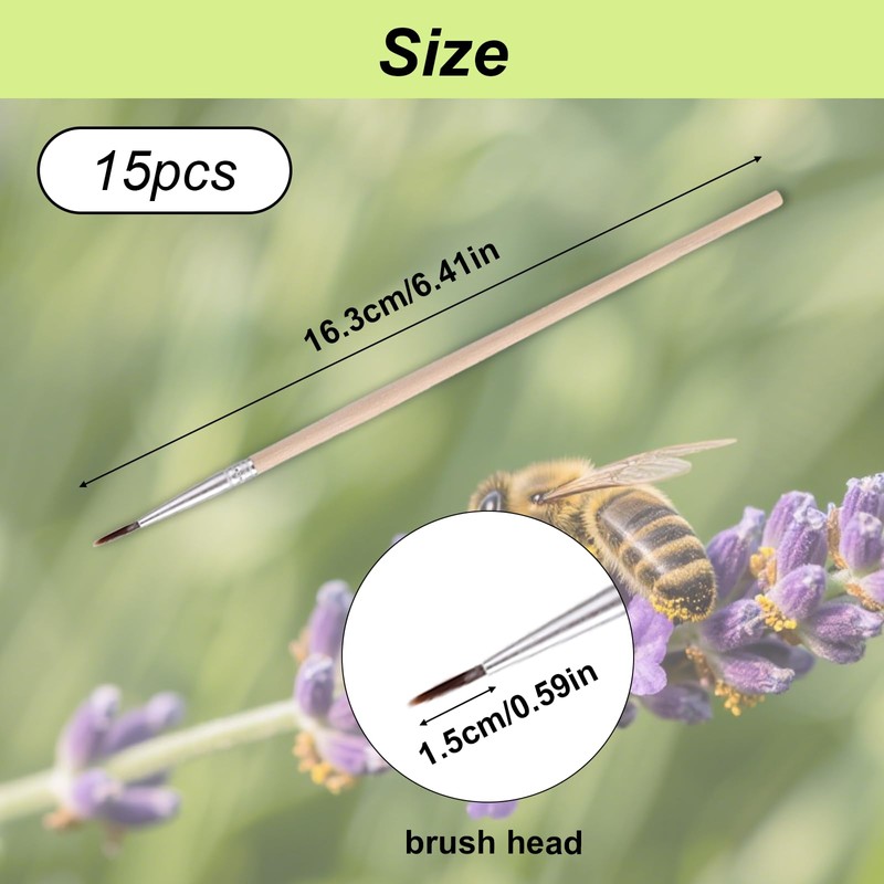 15pcs Pollination Brush, Wooden Plant Pollinating Brush Pollinator Brushes Tool