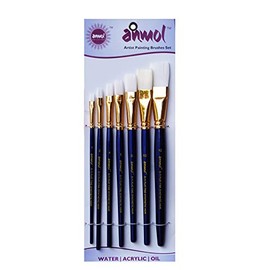 ANMOL ART & FRAMES Artist Painting Brush Fine Synthetic Brushes-Series-11 (Set of 7 Flat)