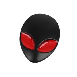 Hihaha Black 3D Alien Head Shaped Metal Car Body Decorative Emblem Badge Decal Sticker Durable Material