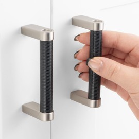 ASKANO 10 Pack 3 Inch Knurled Black and Nickel Cabinet Pulls Matte Black and Brushed Nickel Cabinet Handles AP1311 Knurled Kitchen Hardware for Cabinets Drawers Dresser Cupboard Bedroom Bathroom