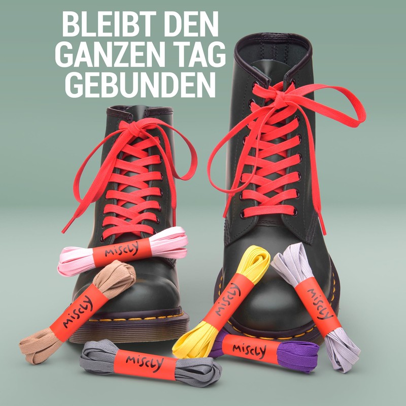 Miscly Flat Shoelaces - Waxed Tear-Resistant for Stiffles and Leather