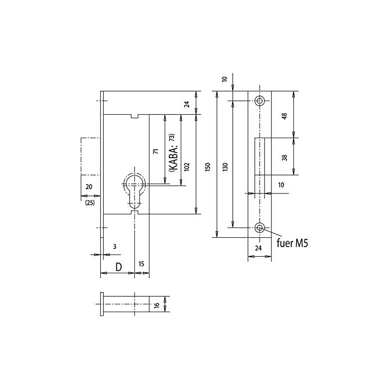 Window Lock to Lock/Backset 40 mm/Cuff 150 mm Flat Stainless