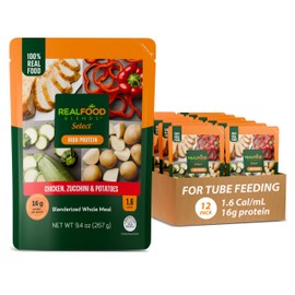 Real Food Blends Select Chicken, Zucchini & Potatoes – Pureed Food Meal for Feeding Tubes, 9.4 oz Pouch (Pack of 12 Pouches)