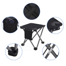 Roptat 2 Pack Camping Stool,Portable Folding Compact Lightweight Stool Seat for Camping Fishing Hiking Gardening Outdoor Walking Backpacking Travelling and Beach with Carry Bag (Black)