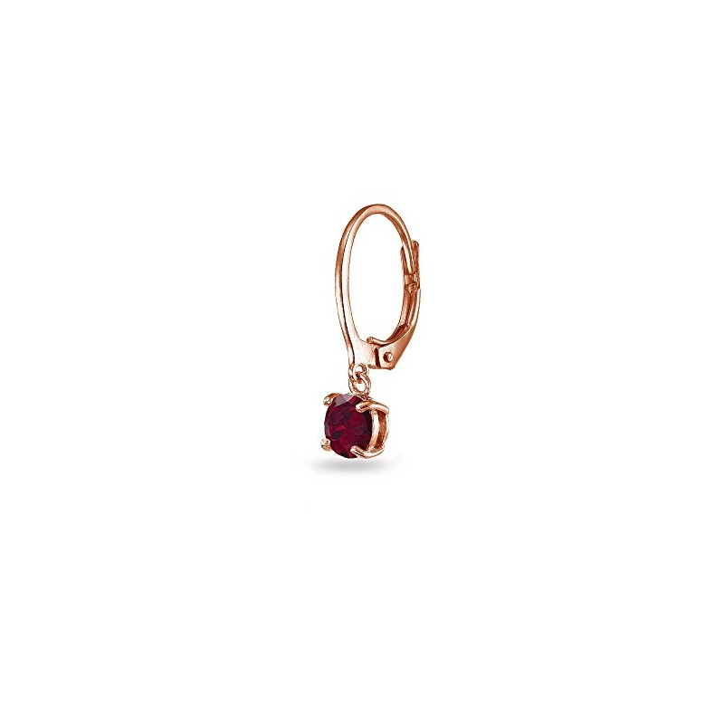 Rose Gold Flashed Sterling Silver Created Ruby 6mm Round Leverback