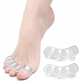 Toe Separator -Silicone Big Toe Corrector - Relieves Foot Pain, Hammer Toe, Bunions, and Curled Toe -1 Pair of Transparent Adjustable Toe Separator for Both Men and Women(Transparent 2PCS)
