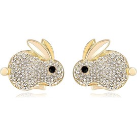 Rabbit - shaped stud earrings are light - weight and cute These animal - inspired pet - themed rabbit cartilage stud earrings are perfect for ladies and girls to pair with their daily outfits.