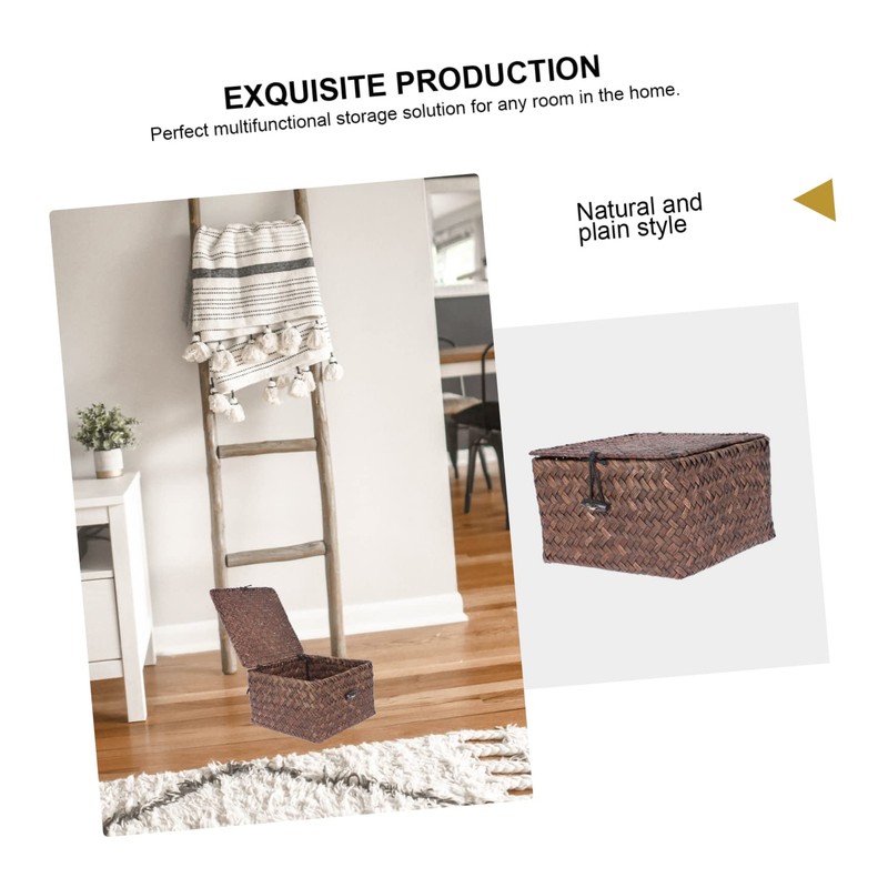 Ciieeo 1Pc Multi Function Decorative Sea Grass Woven Storage Basket