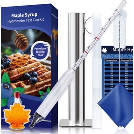 CIMALAB Maple Syrup Hydrometer Test Cup Kit, Hydrometer for Maple Syrup Making, Maple Syrup Hydrometer Kit with Baume and Brix Scale, Maple Syrup Supplies for Measuring Sugar Content in Syrup Sap