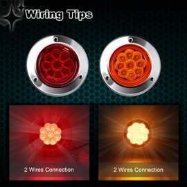 Wodvyss 10-Pack (5 Amber + 5 Red) 2" 9 LED Round Trailer Side Marker Lights, Stainless Steel Grommet, DOT Approved, Sealed Flush Mount, IP67 Waterproof, 12V for Truck RV Camper