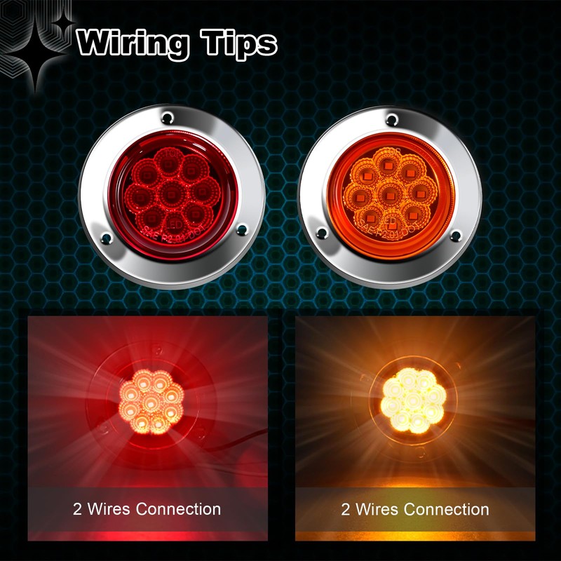 Wodvyss 10-Pack (5 Amber + 5 Red) 2" 9 LED