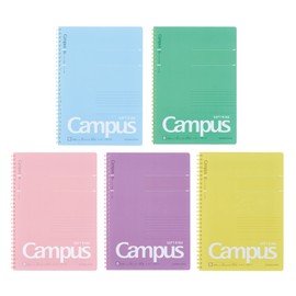 Kokuyo SU-S111BTX5CSET Campus Soft Ring Notebook, Dot B Grid, 40 Sheets, B5, 5-Book Set