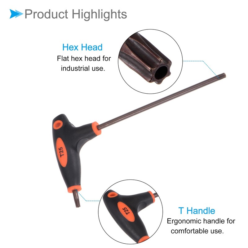 CoCud Tamper Proof Torx Key T25 Torx S2 Steel T-Handle