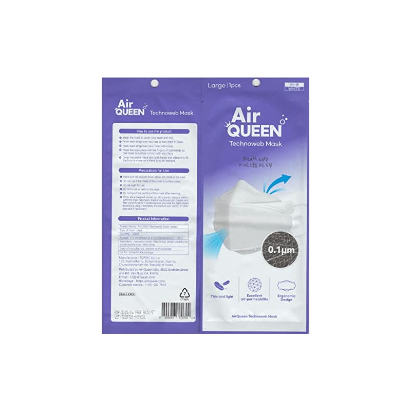 [10 Pack] [Air Queen] 3-Layers Face Safety Mask for Adult