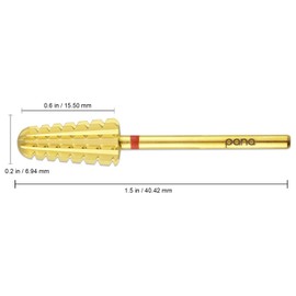Upgraded PANA Volcano Nail Carbide Bit - Two Way Rotate use for Both Left and Right Handed use - Fastest remove Acrylic or Gel â For Manicure Drill Machine - 3/32" (Triple Coarse Grit - 3XC, GOLD)