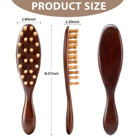 Natural Sandalwood Locs Brush, Ergonomic Dreadlock Detangling Hairbrush with Natural Bristles for Twists & Loc Maintenance, Wooden Scalp Massager For Dreads Compact Travel Size for Men & Women