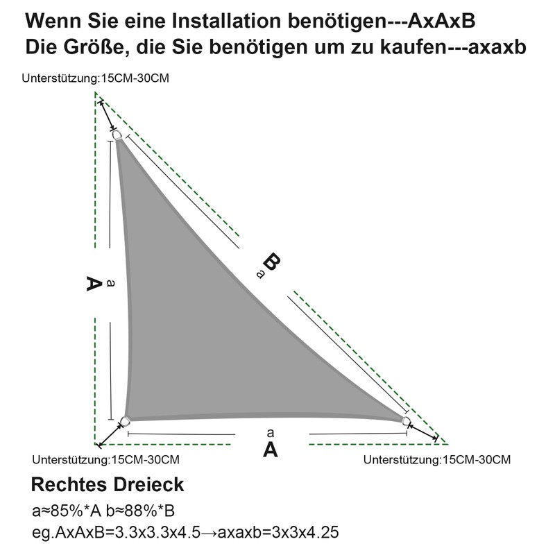 SUNNY GUARD Triangular Awning 3 x 3 x 4.25 m,