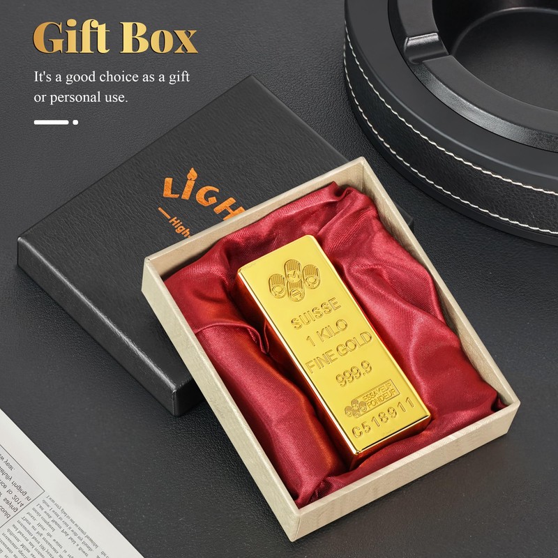 WANBRO Gold Bar Lighter Case, Vintage Metal Lighter Holder Cover