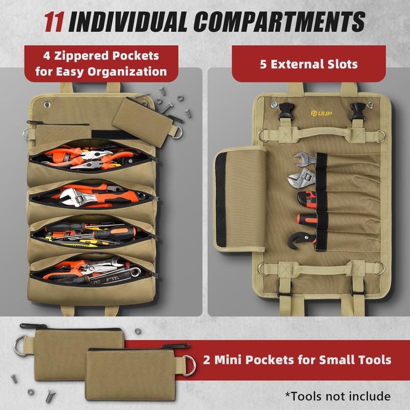 Tool Bag Roll Up, UUP Heavy Duty Rolled Empty Tool