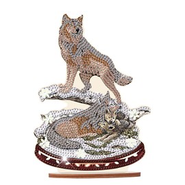 JISHSHAY Wolf Diamond Art Kits for Adults Desk Decorations Diamond Painting Accessories Desk Ornaments Diamond Art Accessories Art Decor Diamond Painting Kits for Adults Gem Art Table Top Decor