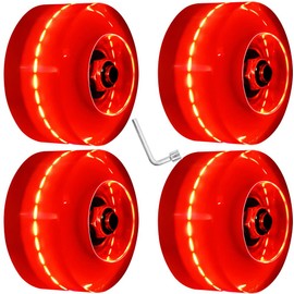 Nezylaf 4 Pack 32 x 58 mm 78A Light Up Roller Skate Wheels with Bearings Installed for Indoor or Outdoor Double Row Skating and Skateboard Accessories