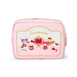 Sanrio 463159 Pouch (Strawberry Newspaper 50th Anniversary) Sanrio Characters PU Leather, Polyester, Zinc Alloy, Approx. Width 7.1 x Depth 2.4 x Height 5.1 inches (18 x 6 x 13 cm), Recommended Age: 3