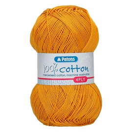 Patons Knitting Yarn, Cotton, Yellow, One Size